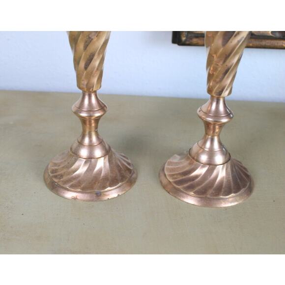 Large Brass Candlesticks - Etsy Vintage Pair Brass Candlesticks Tall Boho Cottagecore Grandmacore